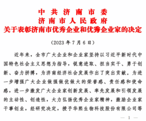 Jinlei Highlight | Jinlei Co., Ltd. Honored with the Title of “Outstanding Enterprise of Jinan”